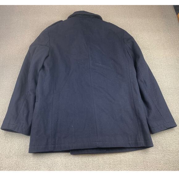 Nautica Black Wool Blend Peacoat Coat Jacket Mens Size Medium Quilted Lining - Picture 2 of 10
